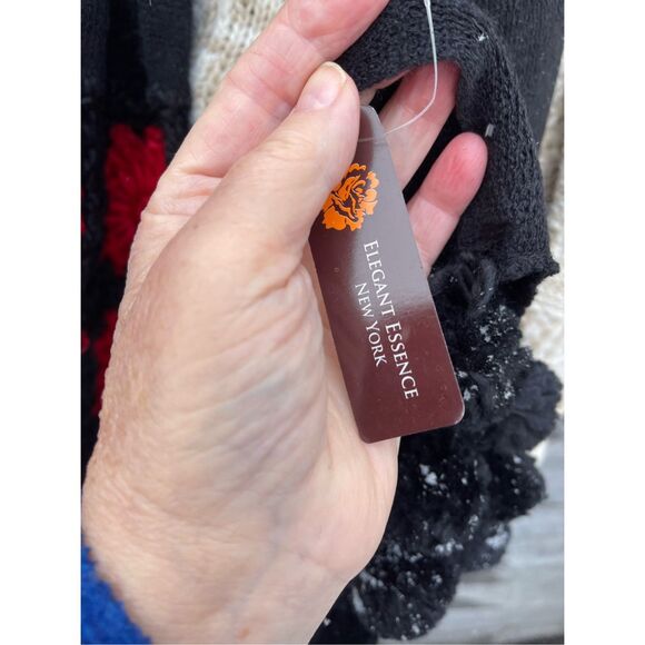 NWT Hippie pompom floral BOHO retro scarf wrap - Picture 5 of 6